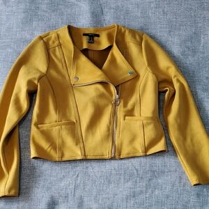 Faux Suede Mustard Yellow Biker Jacket